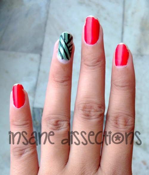 Green accent nail art-6