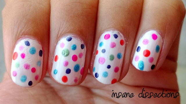 colorful polka dots nail art