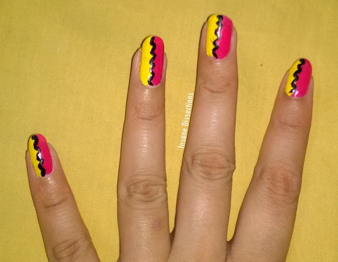 pink yellow nail art
